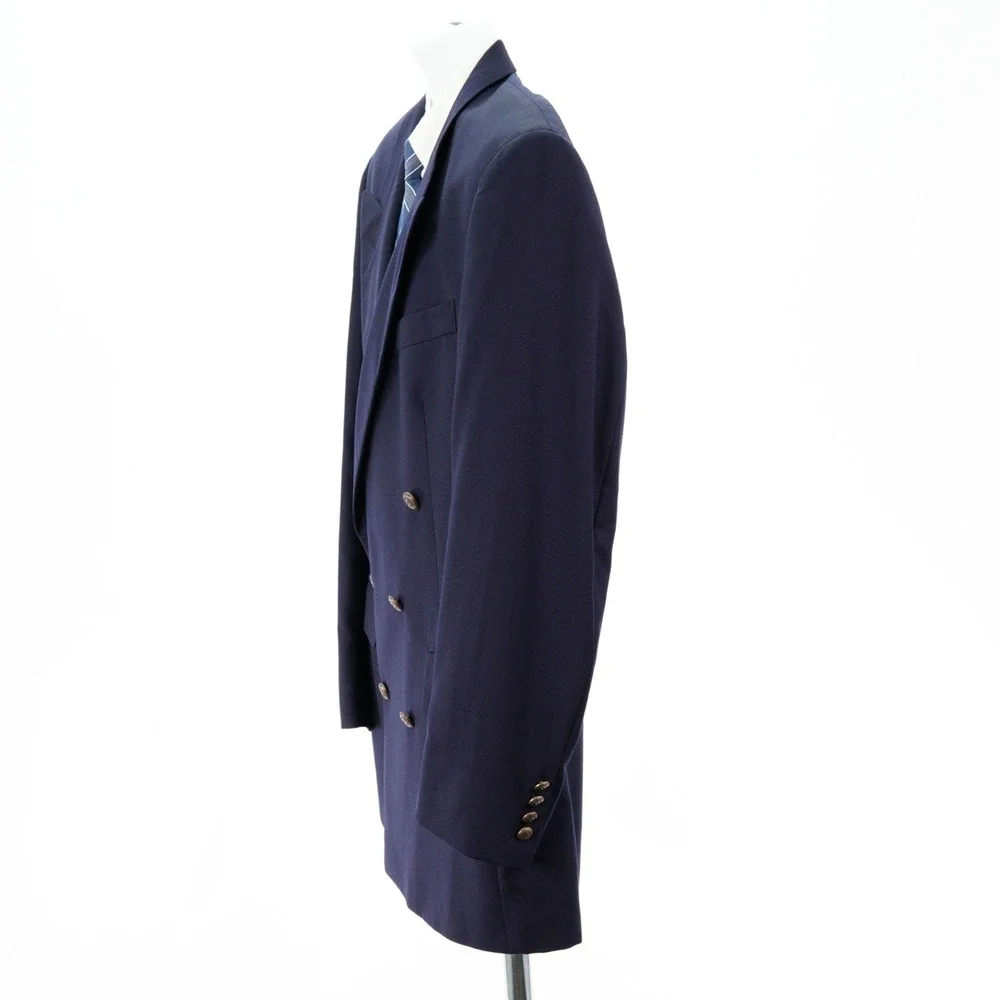 Jos A Bank Wool Blue Double Breasted Gold Button Peak Lapel Blazer 42L